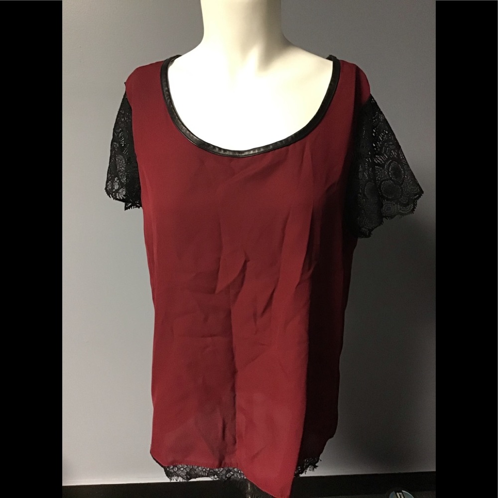 Charlotte Russe Medium Maroon & black lace blouse